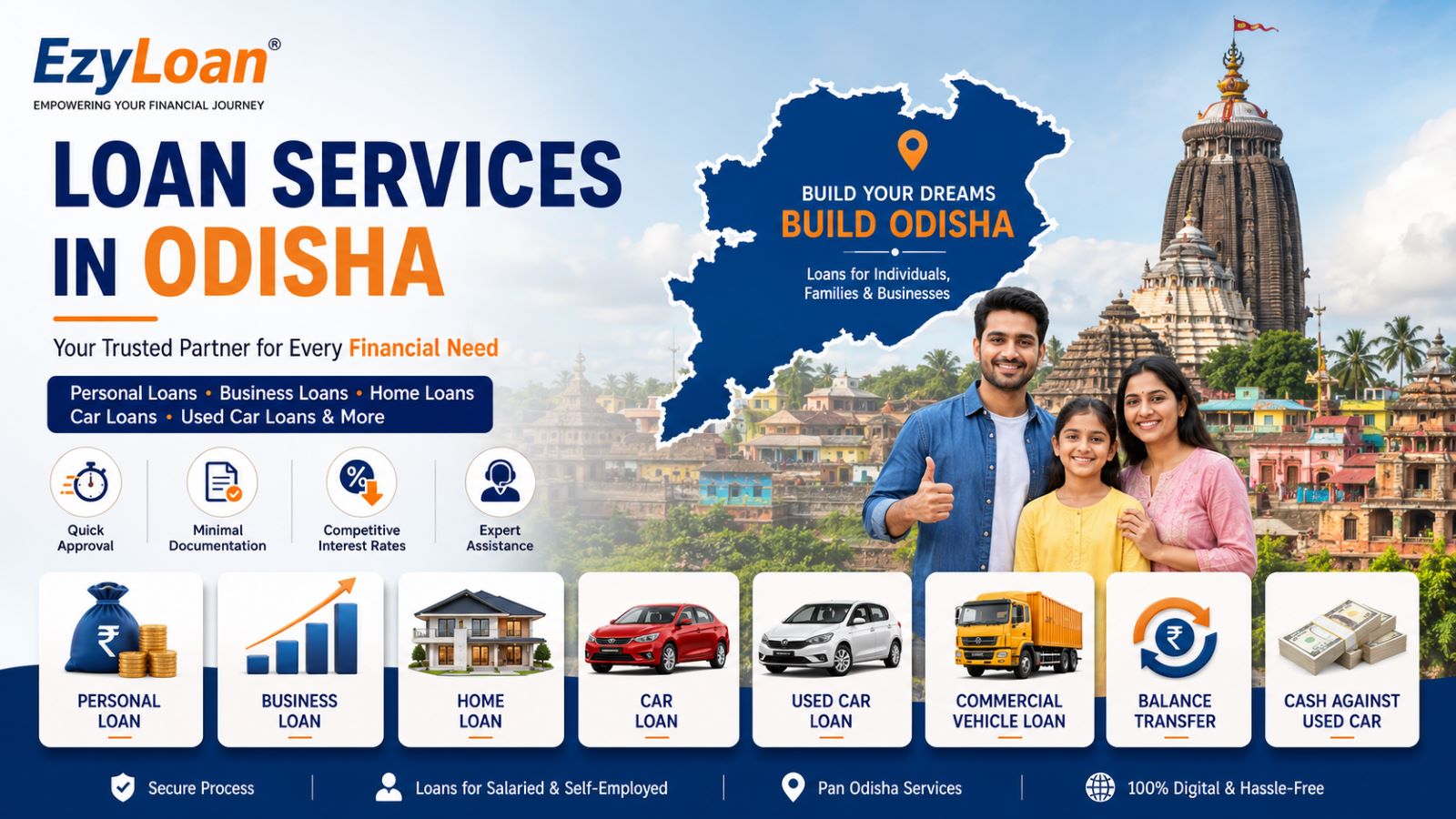 Loan Services in Odisha – Personal, Business, Home and Used Car Loan Guide by EzyLoan